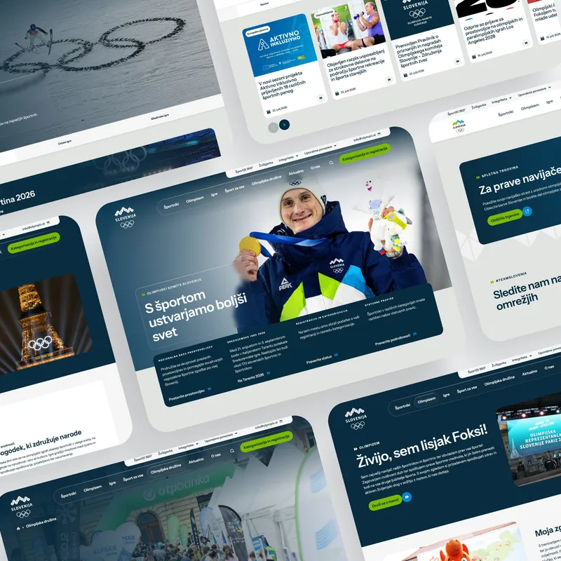 Zasloni prenovljene spletne strani Olimpijskega komiteja Slovenije