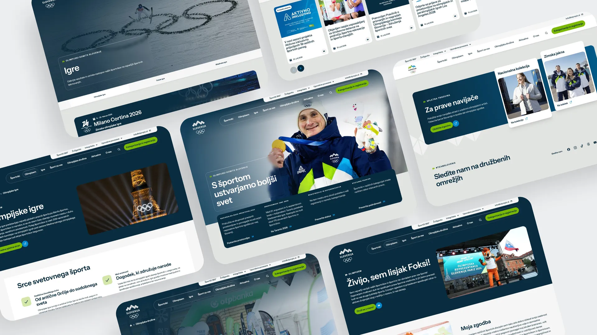 Zasloni prenovljene spletne strani Olimpijskega komiteja Slovenije